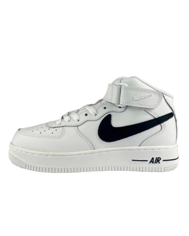 Sneakers Nike Air Force 1 High White Black Logo Winter С МЕХОМ (2350258)