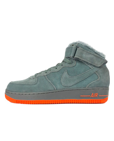 Sneakers Nike Air Force 1 High Grey Red Suede Winter С МЕХОМ (2350693)