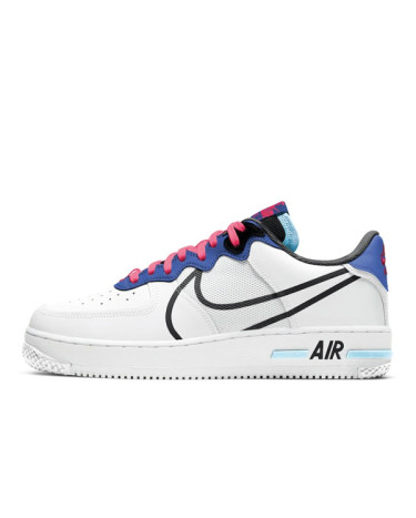 Кроссовки Nike Air Force 1 Low React White Astronomy Blue Laser Crimson CT1020-102 (56077)
